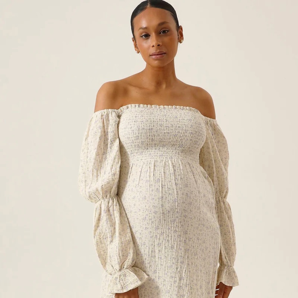 NOTHING FITS BUT Maternity Cotton Gauze Floral Yuki Dress